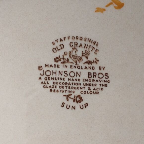 Staffordshire Old Granite Sun Up Platter Serving Johnson Brothers Rooster Vtg - Picture 11 of 13